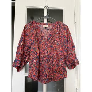Universal Thread cotton floral puff sleeve top size small